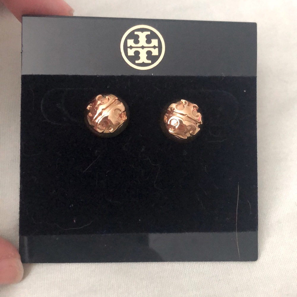 Tory Burch Gold Dome Logo Stud Earrings